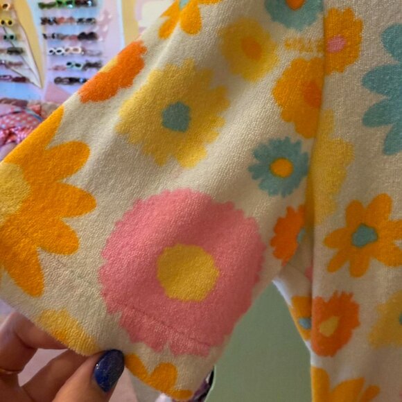 Sretsis white and multi-coloured terry cloth  floral dress size US 4 - Picture 4 of 7